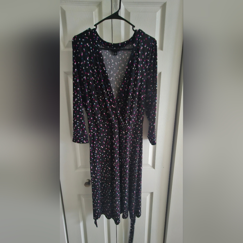 Torrid Faux Black Wrap Dress with Polka Dots